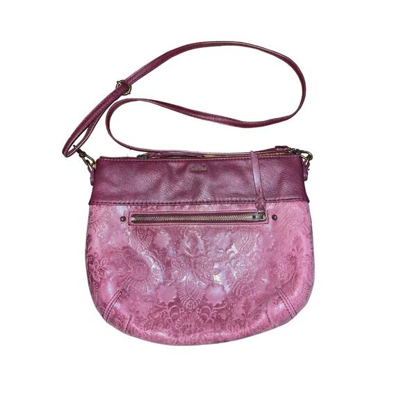 The Sak Oleta Burgundy Genuine Leather Crossbody Handbag Hobo Purse Hippy Gypsy - Picture 1 of 6
